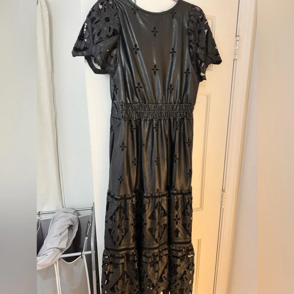 The Somerset Maxi Dress: Faux Leather Embroidered Edition by Anthropologie - Picture 5 of 6